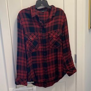 • sanctuary • Red and Black Plaid Boyfriend Shirt